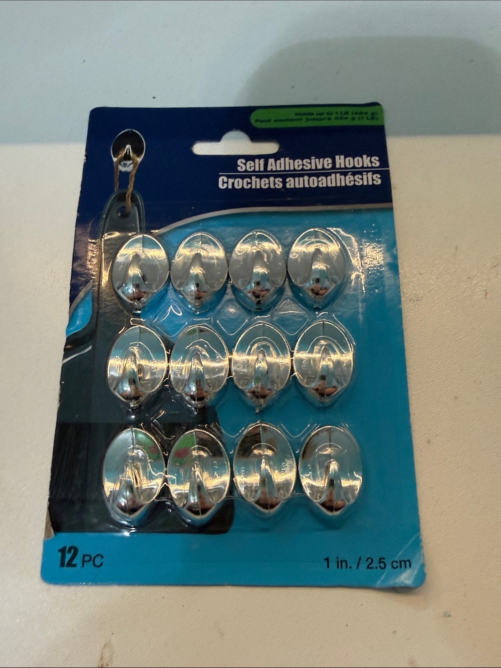 Self Adhesive Hooks 12-Pack - Silver
